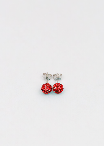 6mm Disco Ball Stud Earrings in Light Siam Red | Annie and Sisters