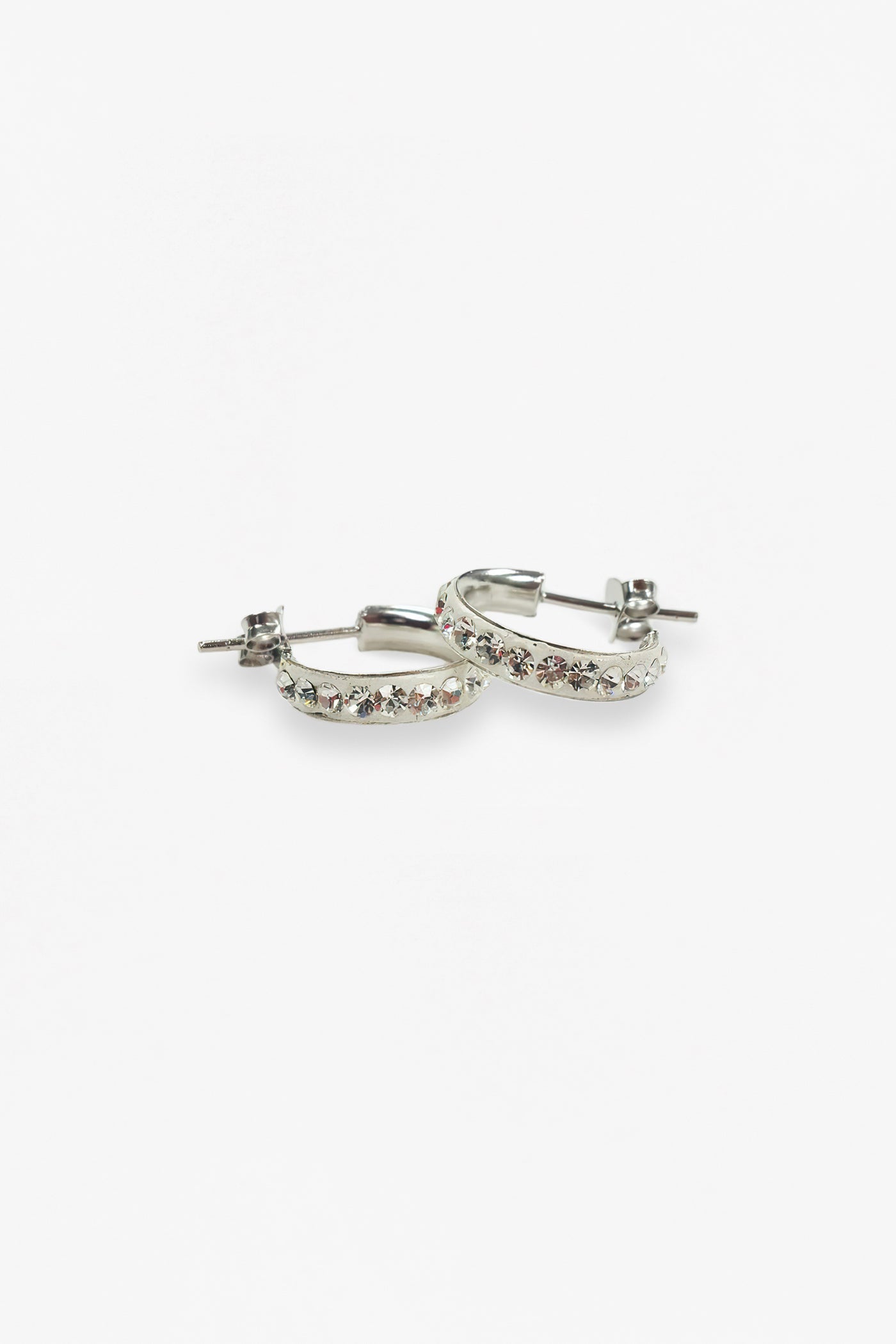 1/2" Swarovski Crystal Hoop Silver Earrings in Clear | Annie and Sisters