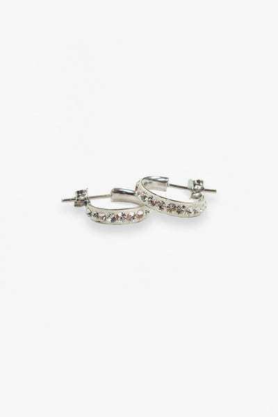 1/2" Swarovski Crystal Hoop Silver Earrings in Clear | Annie and Sisters