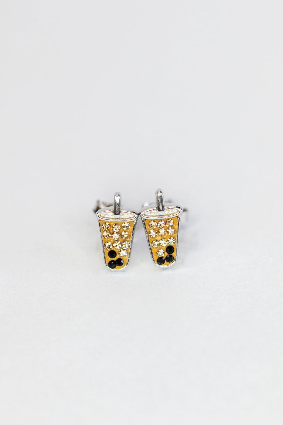 Boba Tea Crystal Silver Stud Earrings | Annie and Sisters