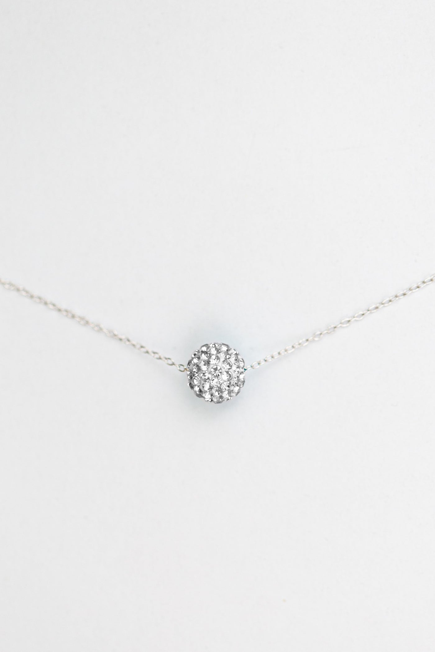 10mm Disco Ball Crystal Sterling Silver Necklace in Clear | Annie and Sisters