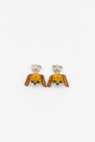 Doggie Crystal Silver Stud Earrings | Annie and Sisters