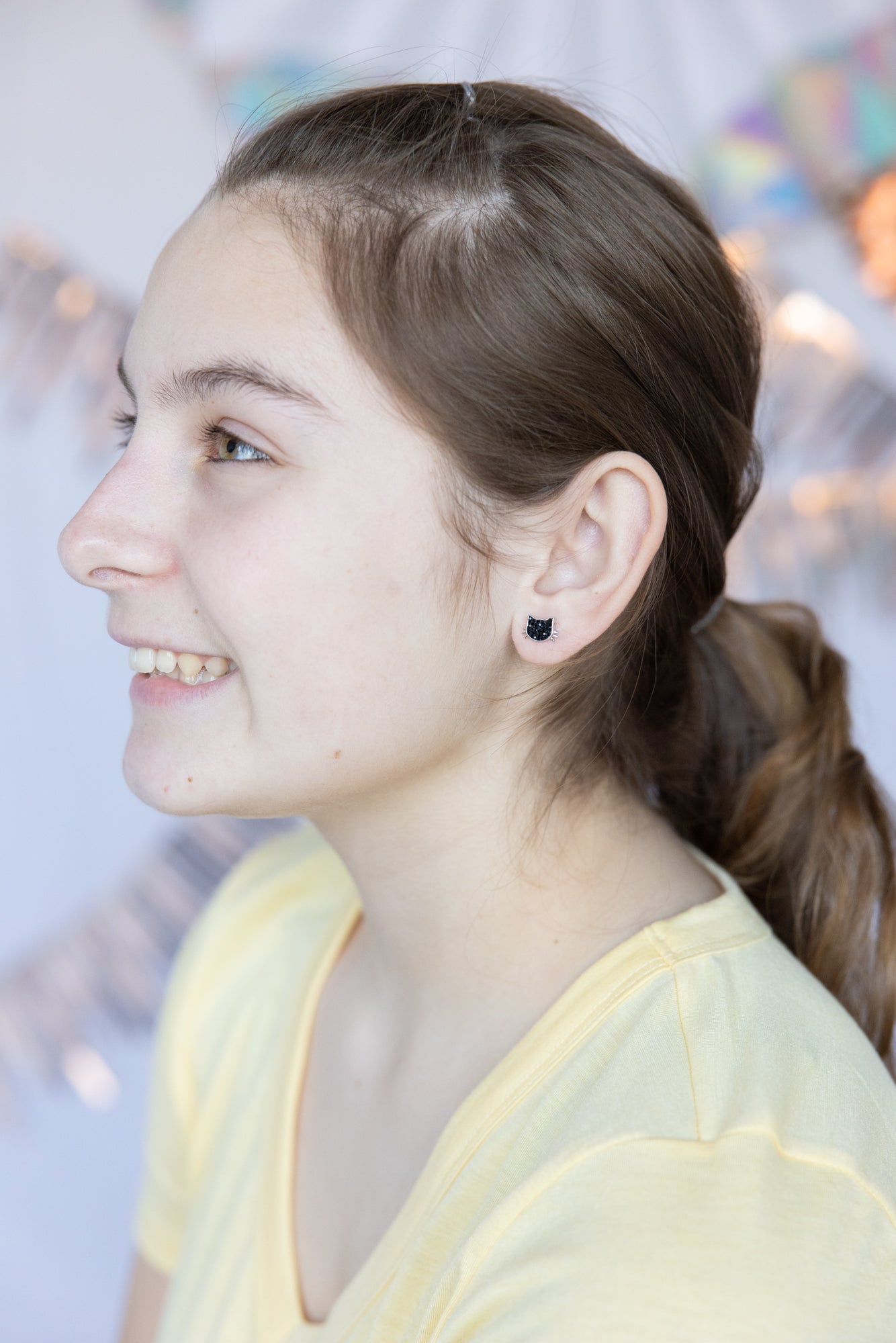 Kitty Cat Crystal Silver Stud Earrings | Annie and Sisters