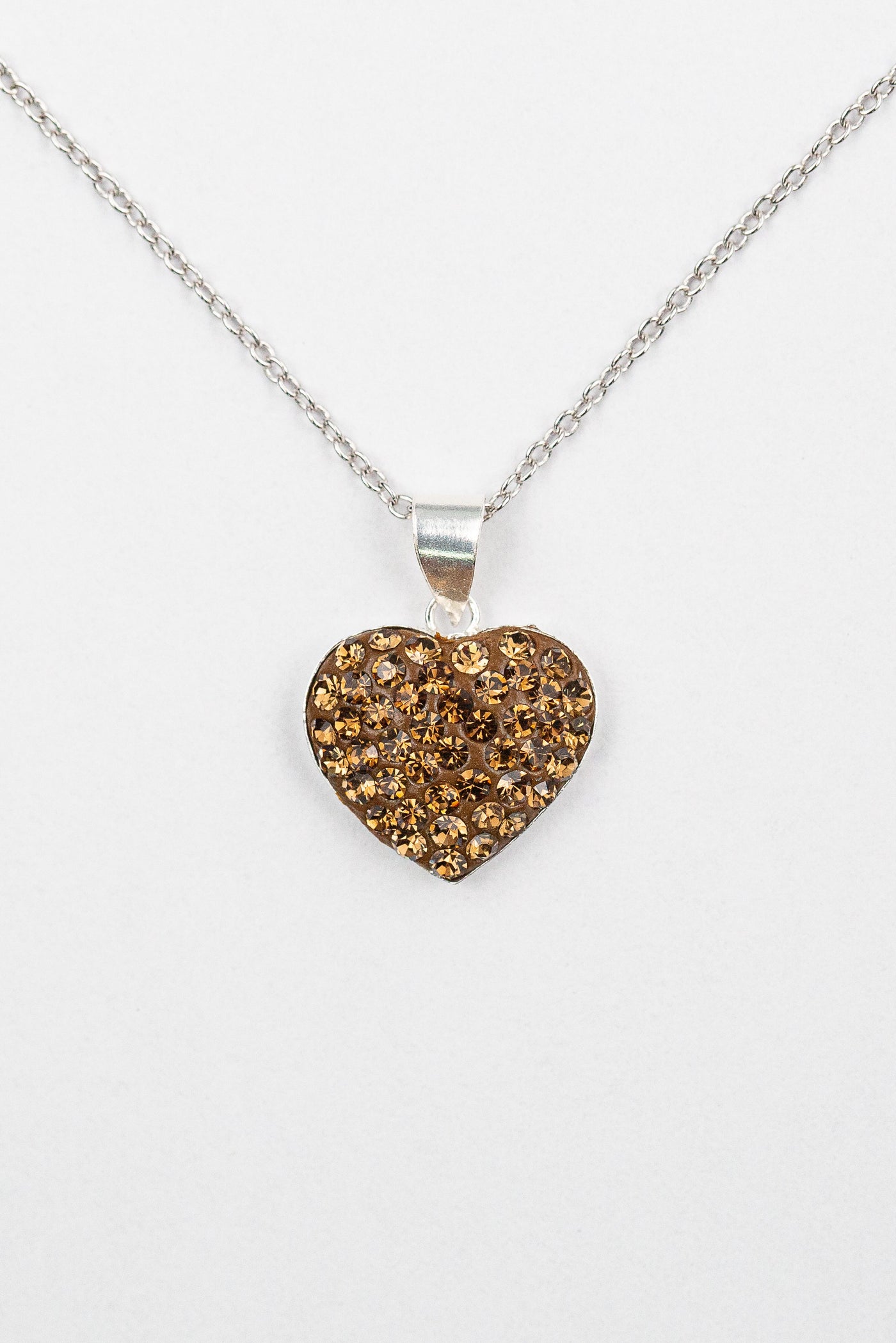 Crystal Heart Sterling Silver Necklace in Smokey Topaz| Annie and Sisters