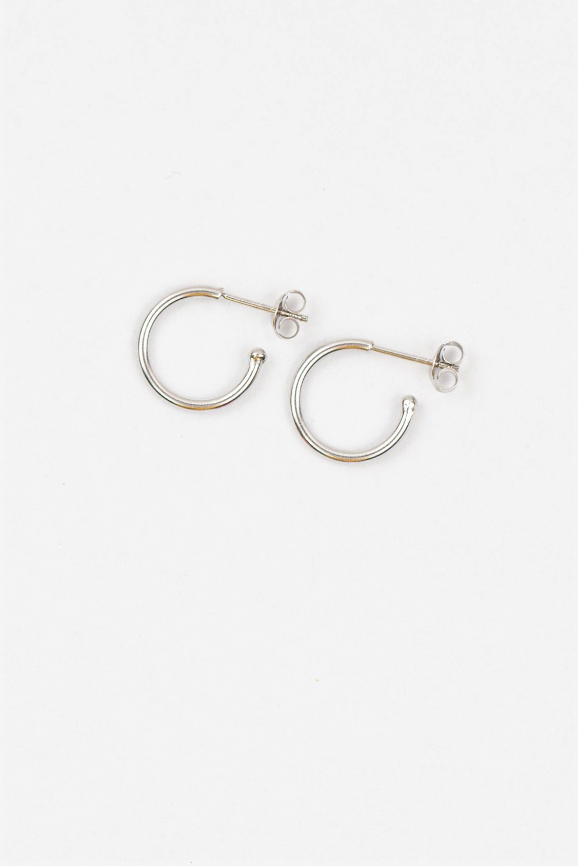 C-Hoop Huggie Plain Silver Earrings