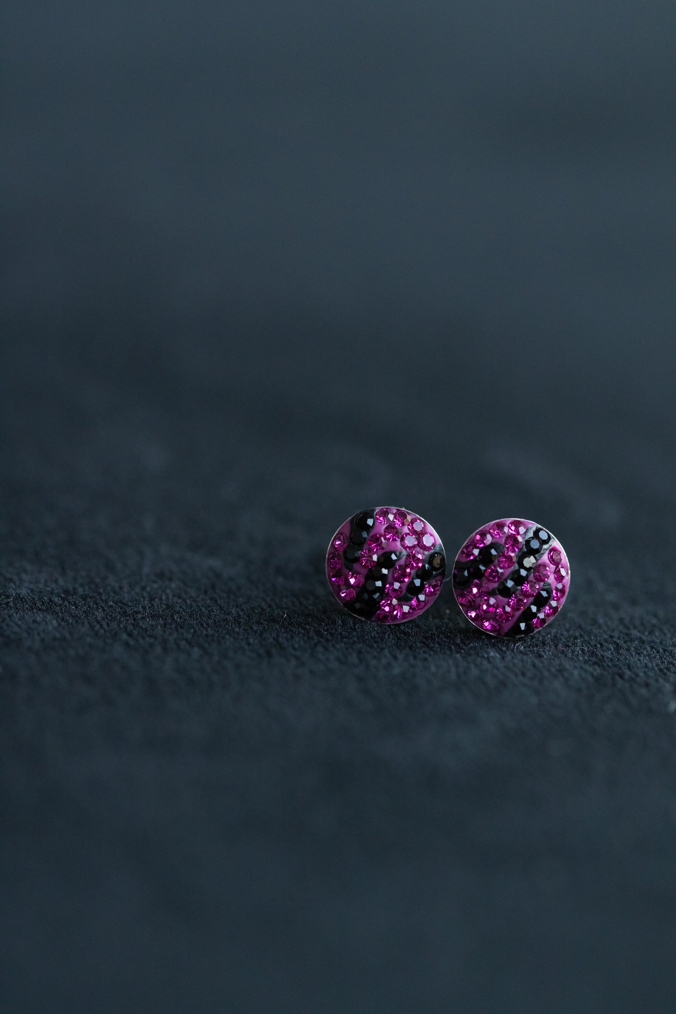 Zebra Print Round Crystal Silver Stud Earrings | Annie and Sisters