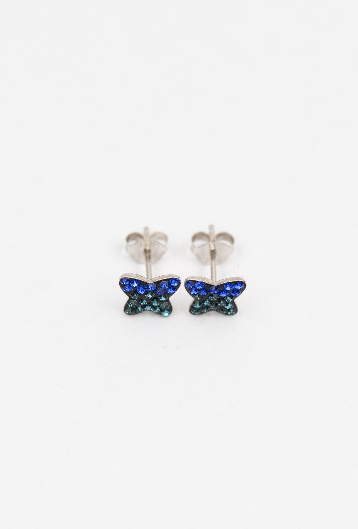 Mini Butterfly Crystal Silver Stud Earrings