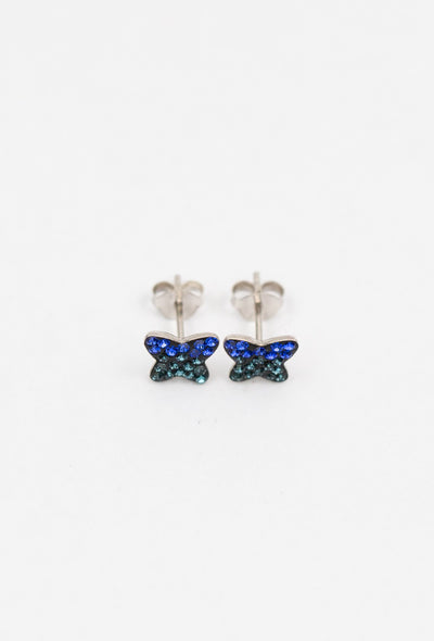 Mini Butterfly Crystal Silver Stud Earrings