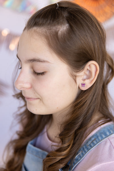 Mini Butterfly Crystal Silver Stud Earrings