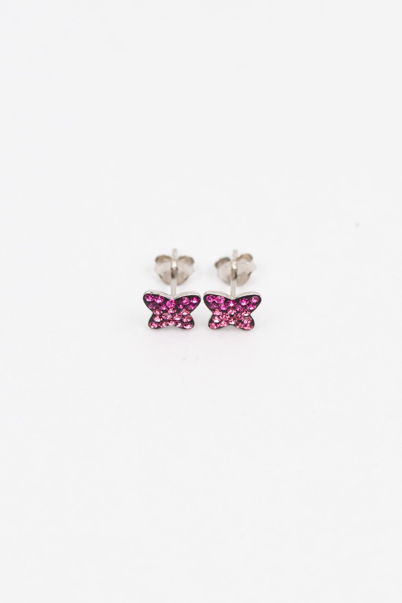 Mini Butterfly Crystal Silver Stud Earrings