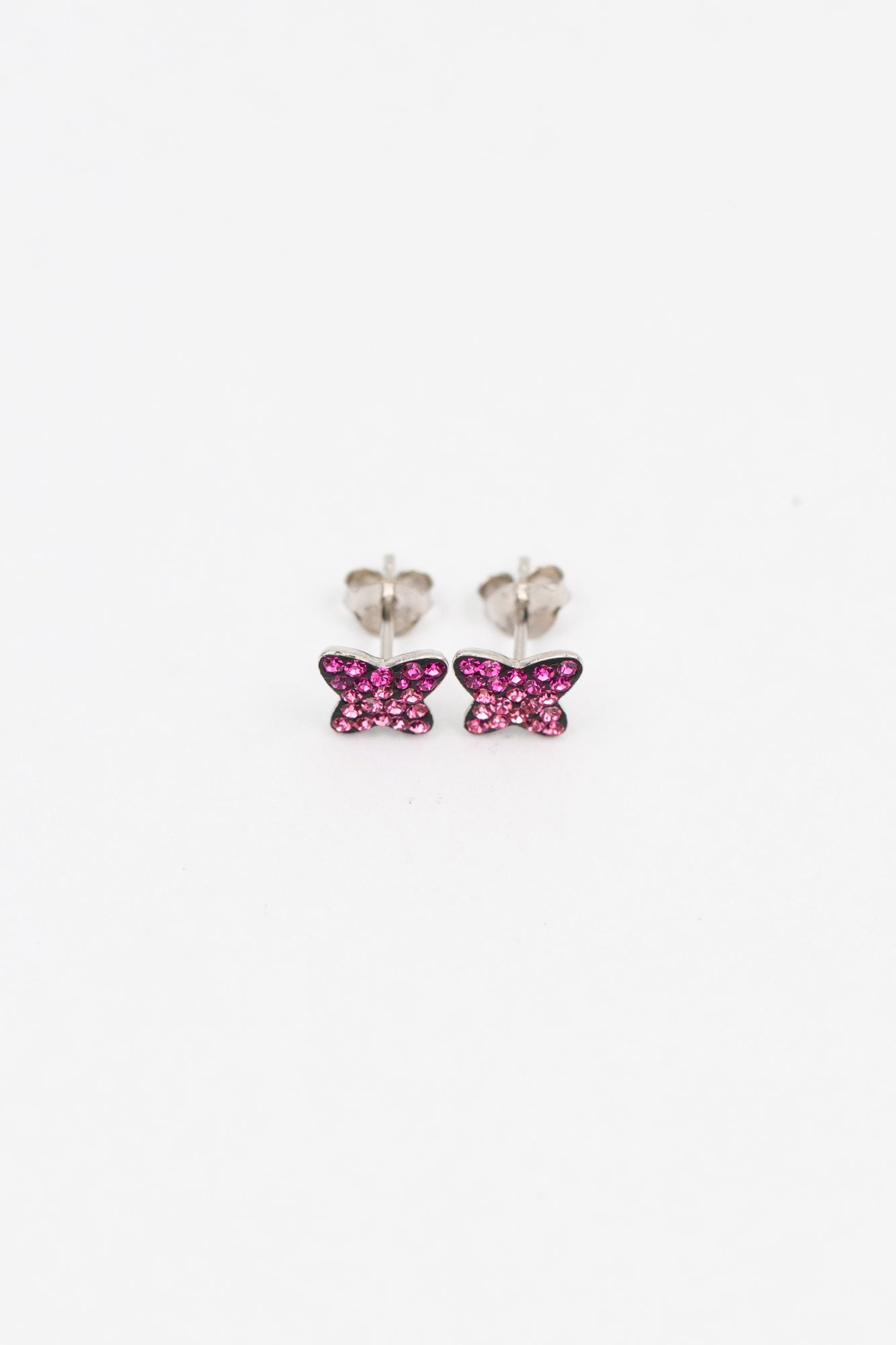 Mini Butterfly Crystal Silver Stud Earrings