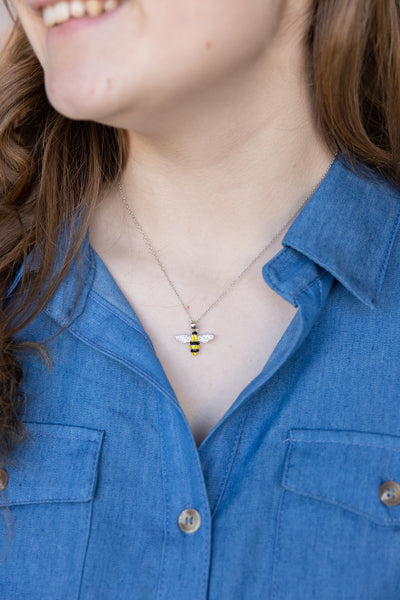 Bumblebee Crystal Sterling Silver Necklace | Annie and Sisters