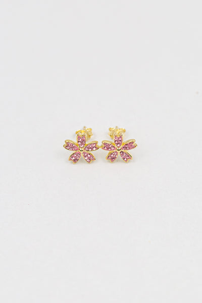 Cherry Blossom Sakura Crystal Silver Stud Earrings | Annie and Sisters