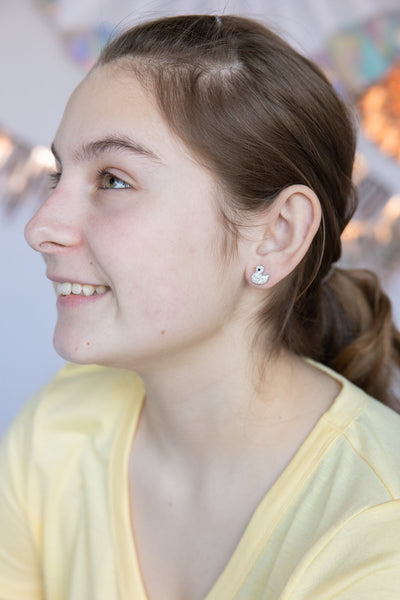 Duckie Clear Crystal Silver Stud Earrings | Annie and Sisters