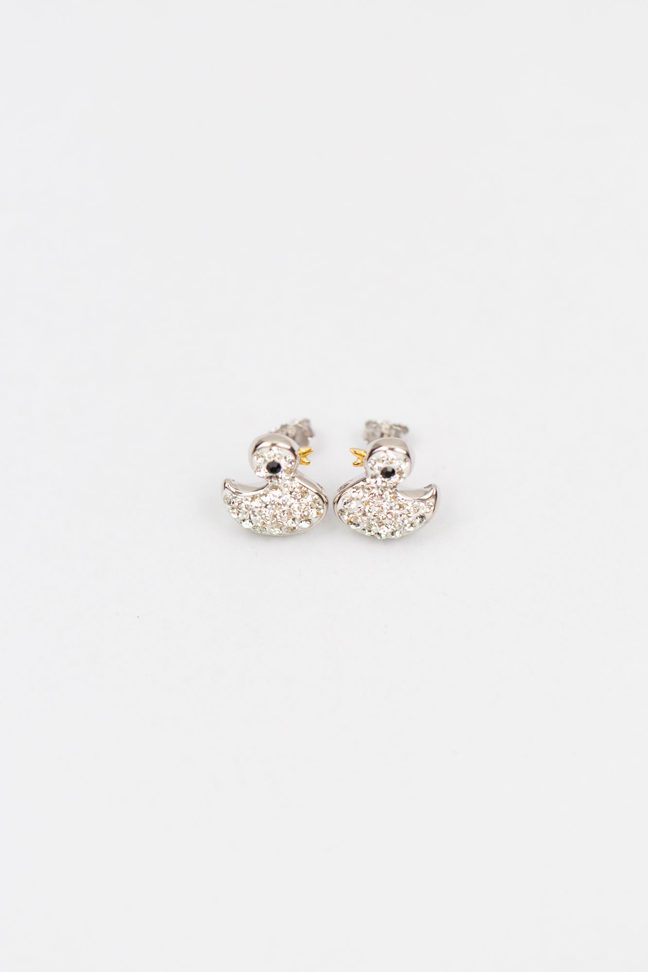 Duckie Duck Clear Crystal Silver Stud Earrings | Annie and Sisters