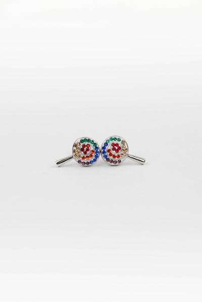 Colorful Swirl Lollipop Crystal Sterling Silver Stud Earrings | Annie and Sisters