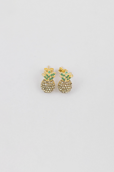 Pineapple Crystal Sterling Silver Earrings