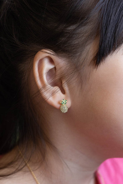 Pineapple Crystal Sterling Silver Earrings