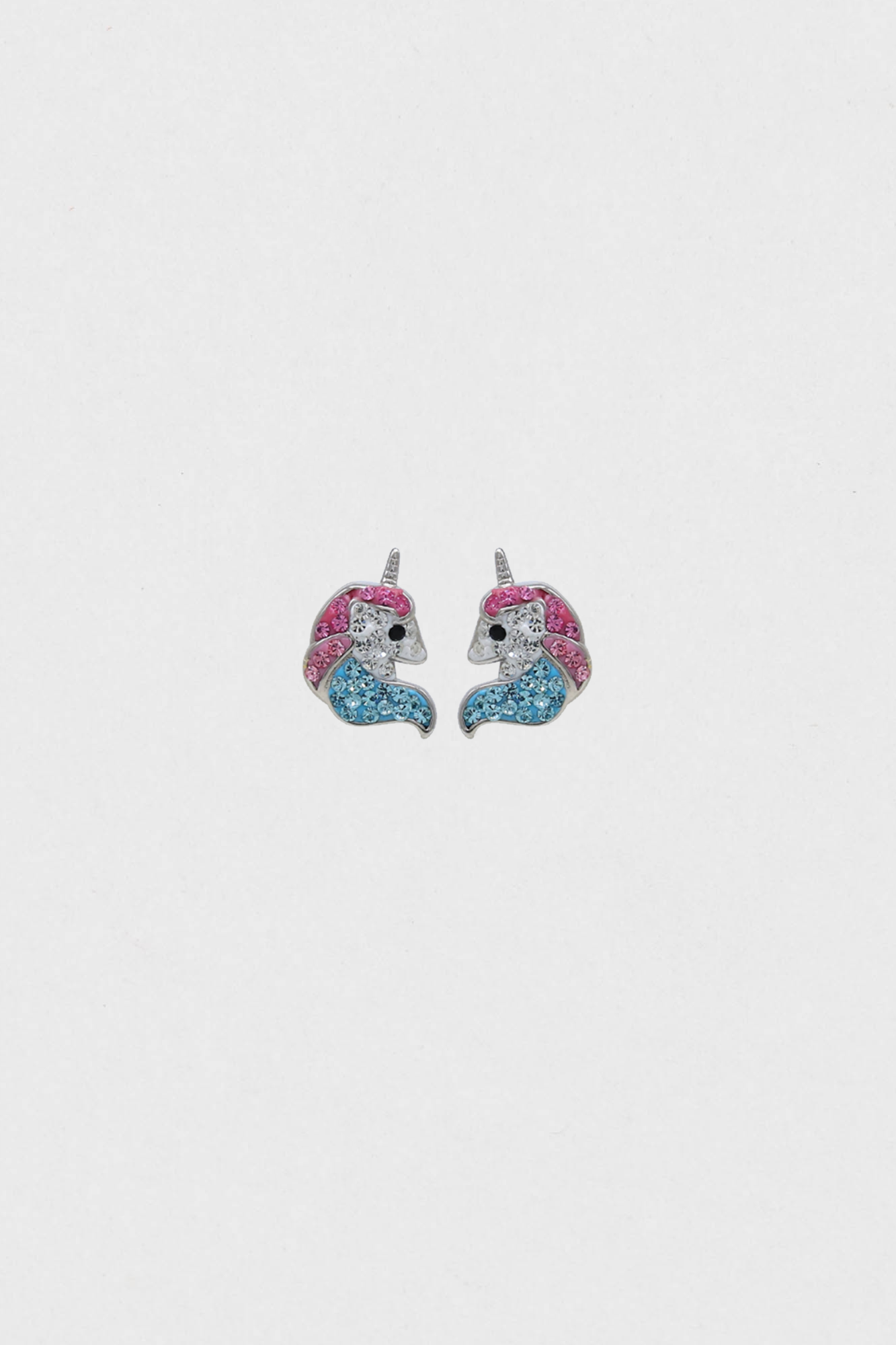 Crystal Unicorn Sterling Silver Stud Earrings & Necklace Set