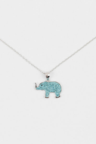 Blue Elephant Crystal Sterling Silver Necklace | Annie and Sisters