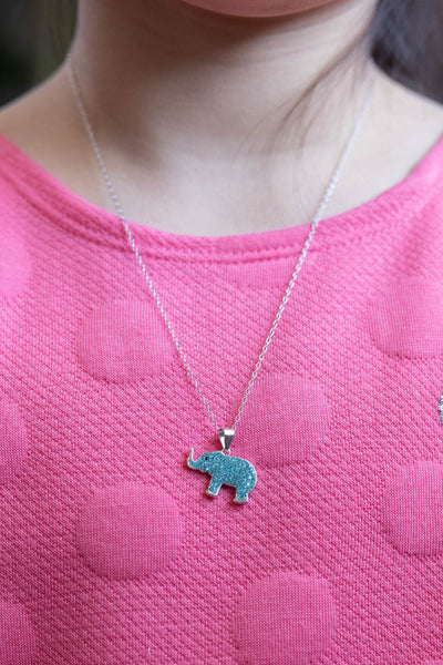 Blue Elephant Crystal Sterling Silver Necklace | Annie and Sisters