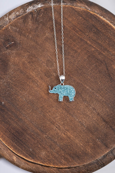 Blue Elephant Crystal Sterling Silver Necklace | Annie and Sisters