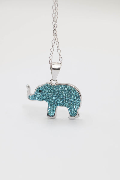 Blue Elephant Crystal Sterling Silver Necklace | Annie and Sisters