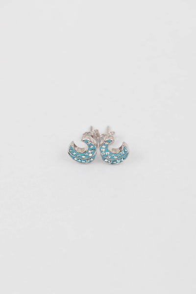 Ocean Wave Crystal Sterling Silver Stud Earrings