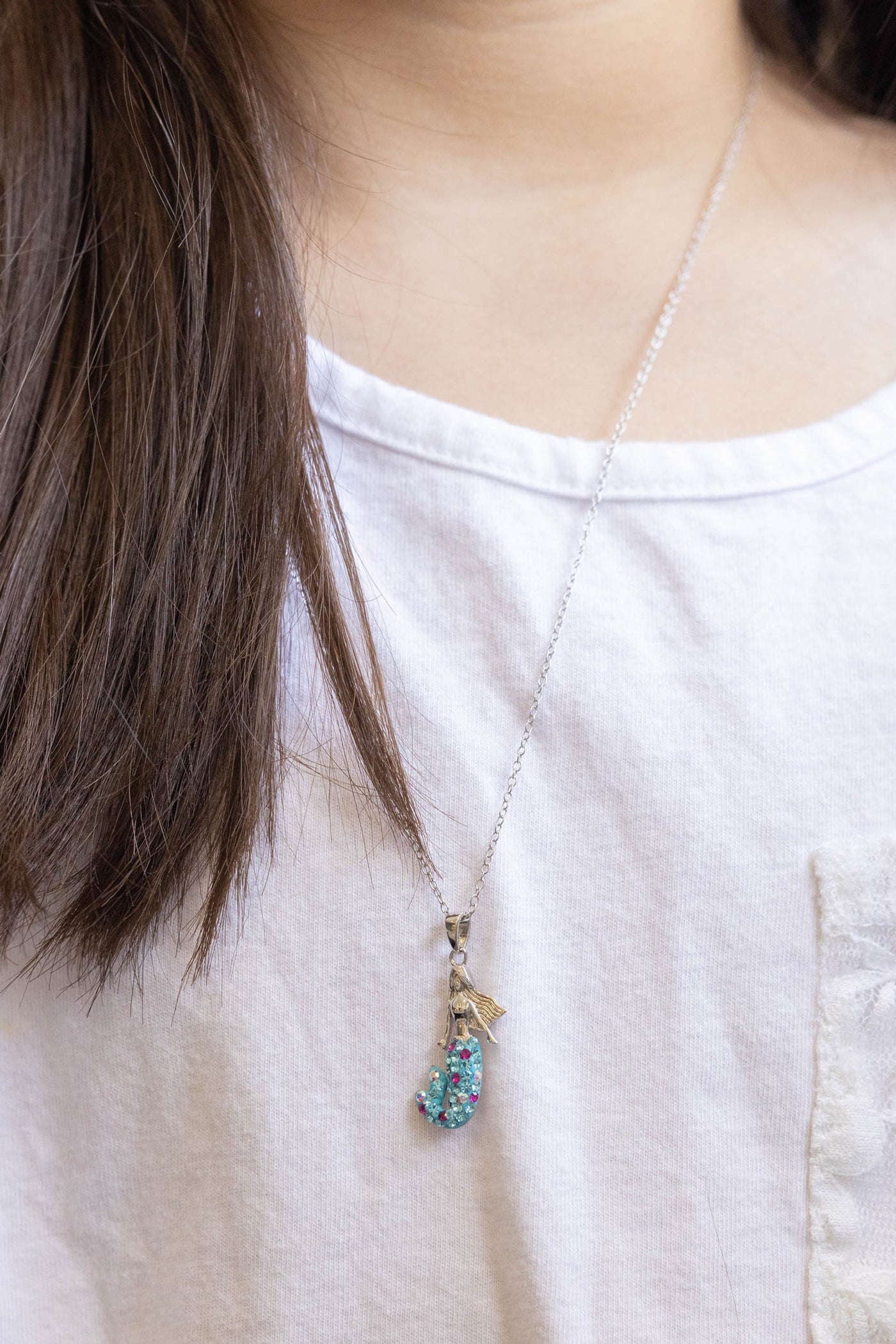 Mermaid Crystal Sterling Silver Necklace | Annie and Sisters