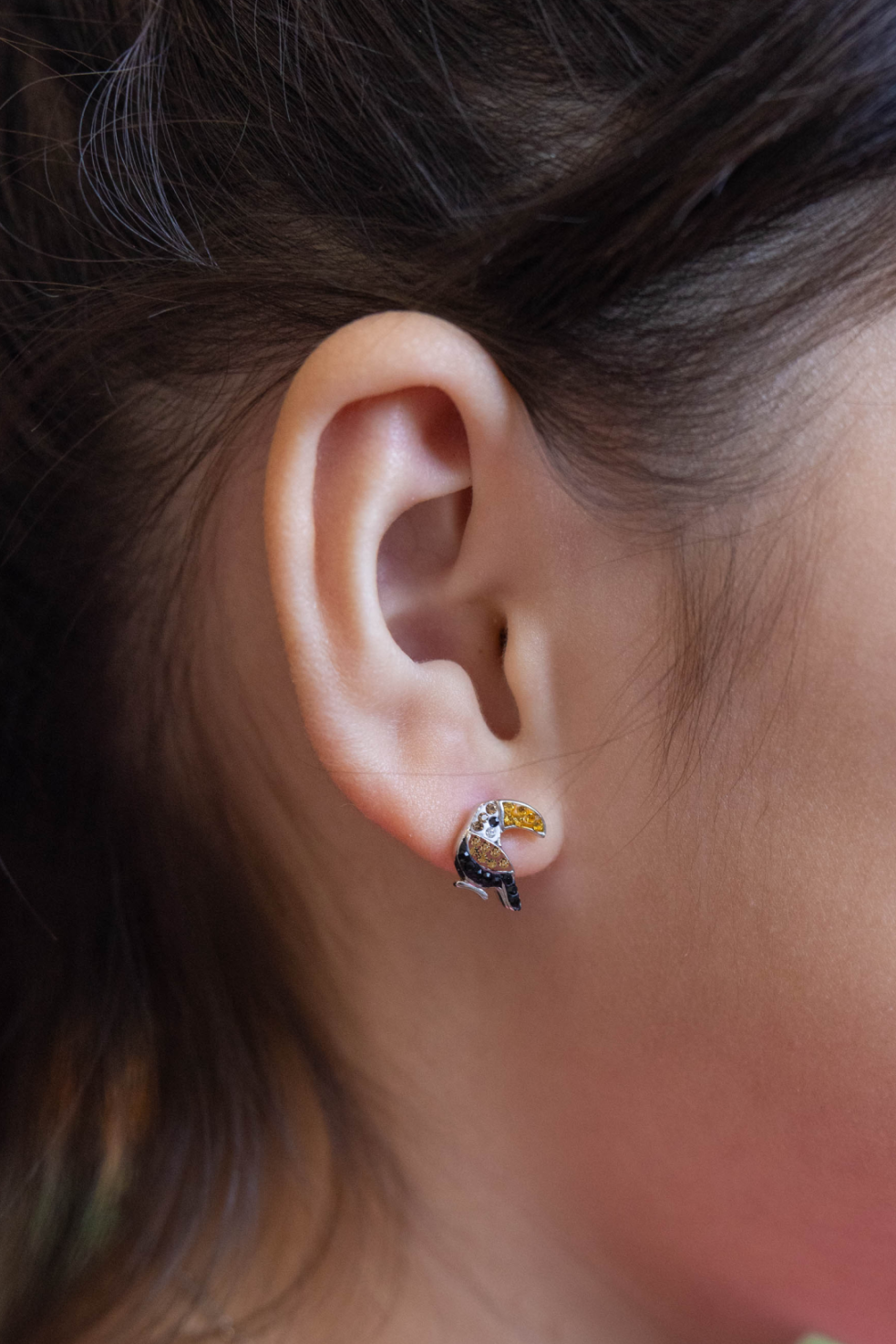 Toucan Crystal Sterling Silver Earrings | Annie and Sisters
