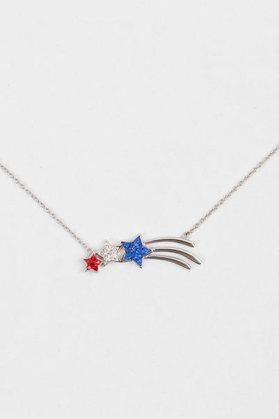 Red White and Blue Stars Crystal Sterling Silver Necklace | Annie and Sisters