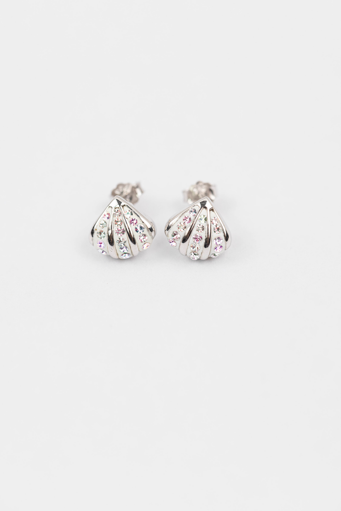 Clam Seashell Crystal Sterling Silver Stud Earrings | Annie and Sisters