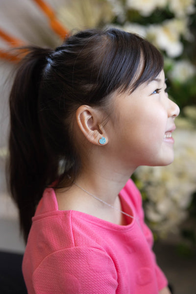 Blue Seashell Conch Sterling Silver Stud Earrings | Annie and Sisters
