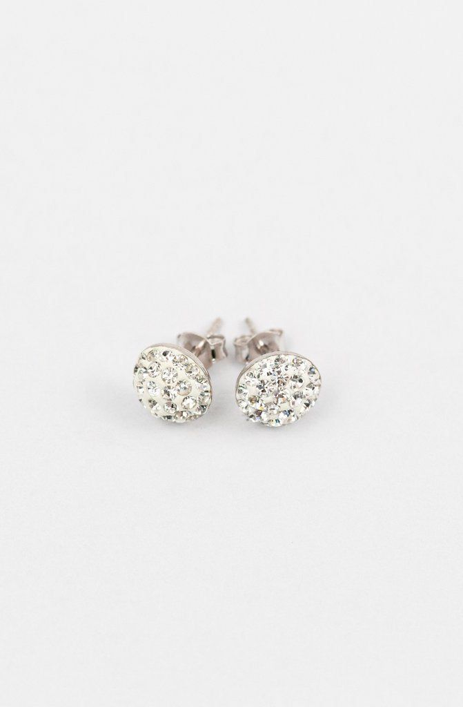 7mm Round Crystal Crystal Sterling Silver Stud Earrings in Clear | Annie and Sisters
