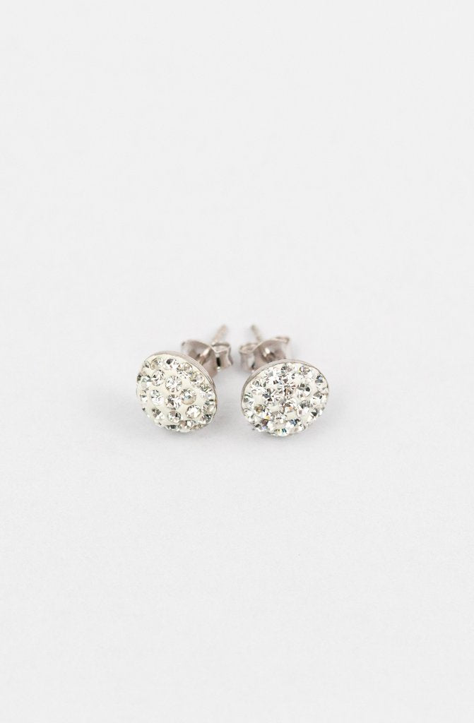 7mm Round Crystal Crystal Sterling Silver Stud Earrings in Clear | Annie and Sisters