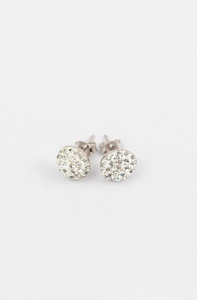 7mm Round Crystal Crystal Sterling Silver Stud Earrings in Clear | Annie and Sisters