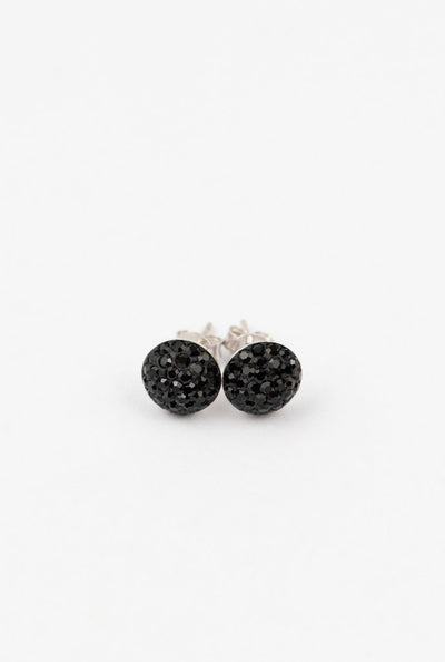 7mm Round Crystal Crystal Sterling Silver Stud Earrings in Jet Black | Annie and Sisters
