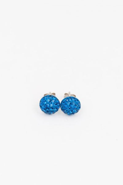 7mm Round Crystal Crystal Sterling Silver Stud Earrings in Capri Blue | Annie and Sisters