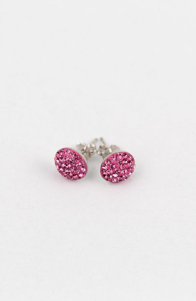 7mm Round Crystal Crystal Sterling Silver Stud Earrings in Rose Pink | Annie and Sisters