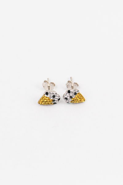 Cookies and Cream Ice Cream Cone Crystal Stud Sterling Silver Earrings | Annie & Sisters