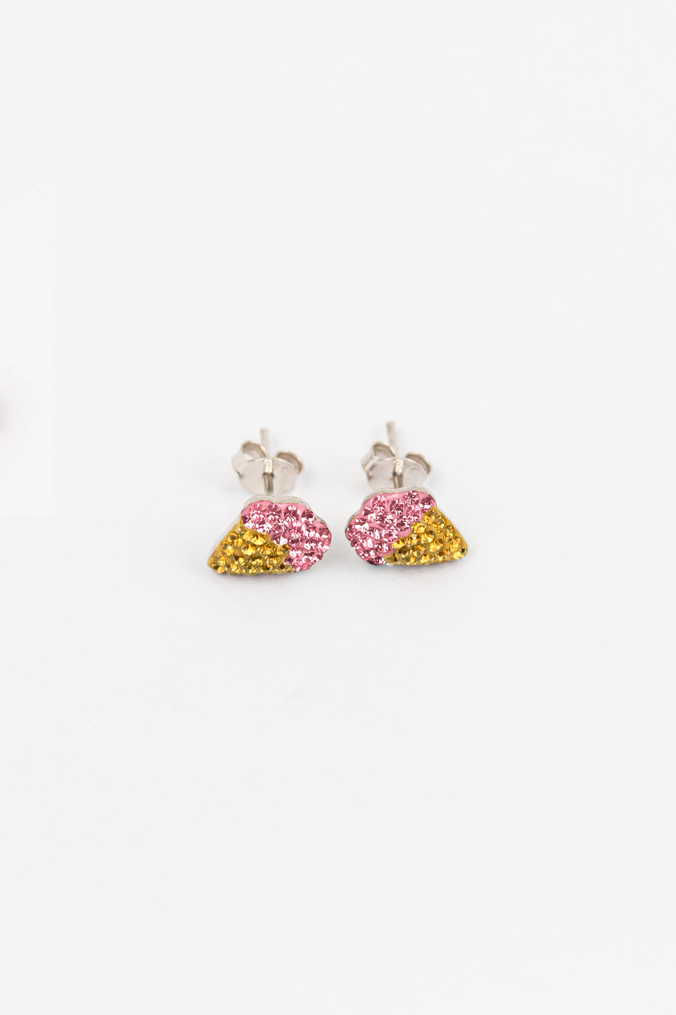 Strawberry Ice Cream Cone Crystal Stud Sterling Silver Earrings | Annie & Sisters