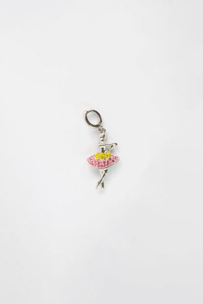 Ballerina In Yellow Pink Dress Crystal Sterling Silver Charm | Annie and Sisters
