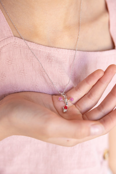 Cheerleader Jump in Air with Pompons Crystal Sterling Silver Charm