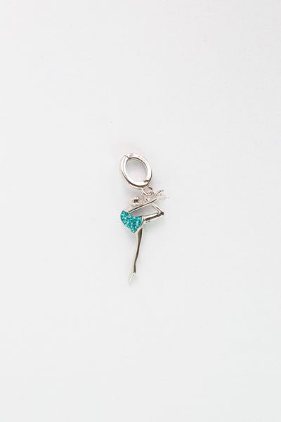 Dancer Leap in Air (In A Scorpion Kick) Crystal Sterling Silver Charm in Blue Zircon | Annie and Sisters