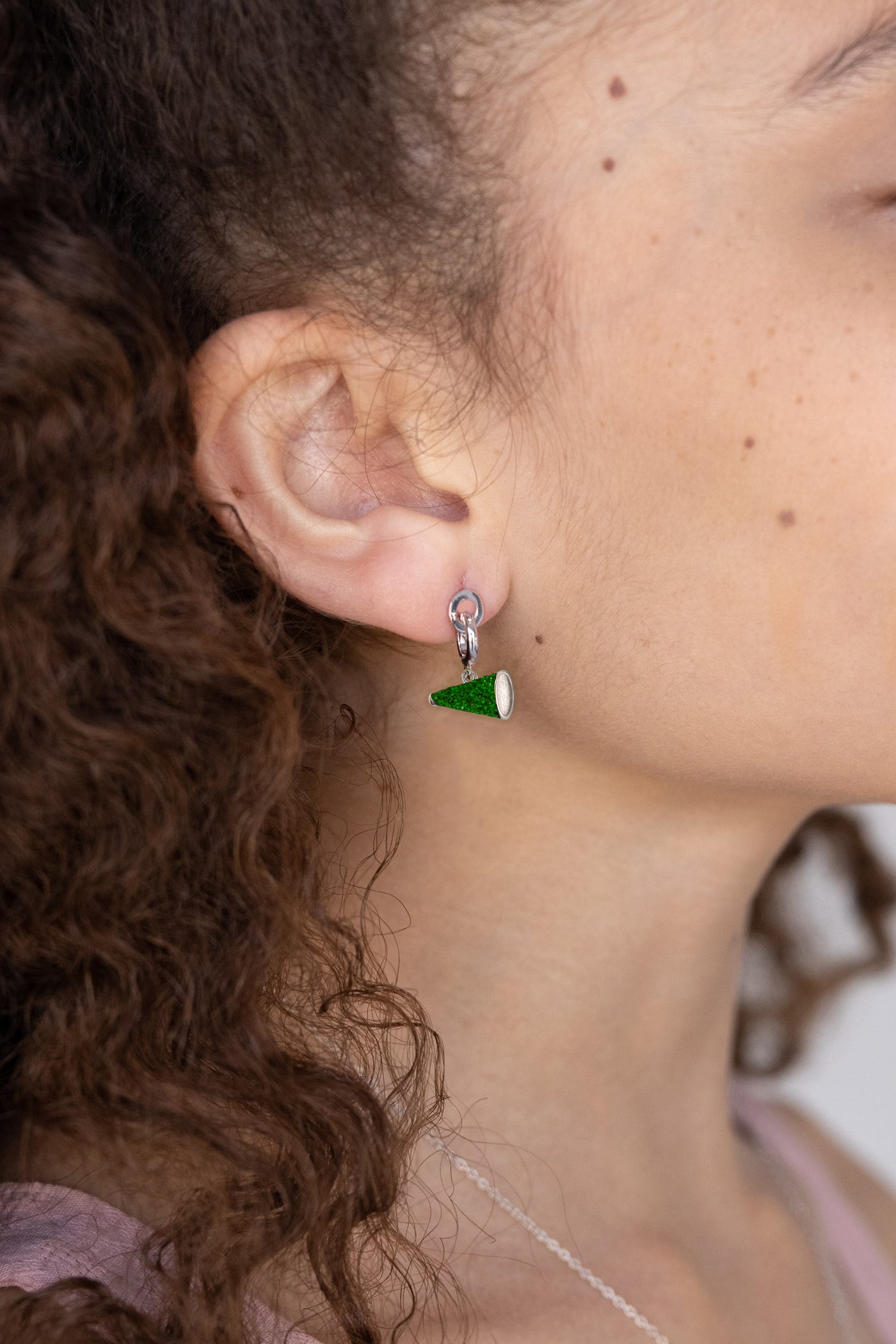 Cheer Megaphone Crystal Sterling Silver Charm in Emerald | Annie and Sisters