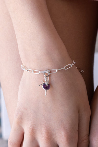 Ballerina in Arabesque Pose Crystal Sterling Silver Charm | Annie and Sisters