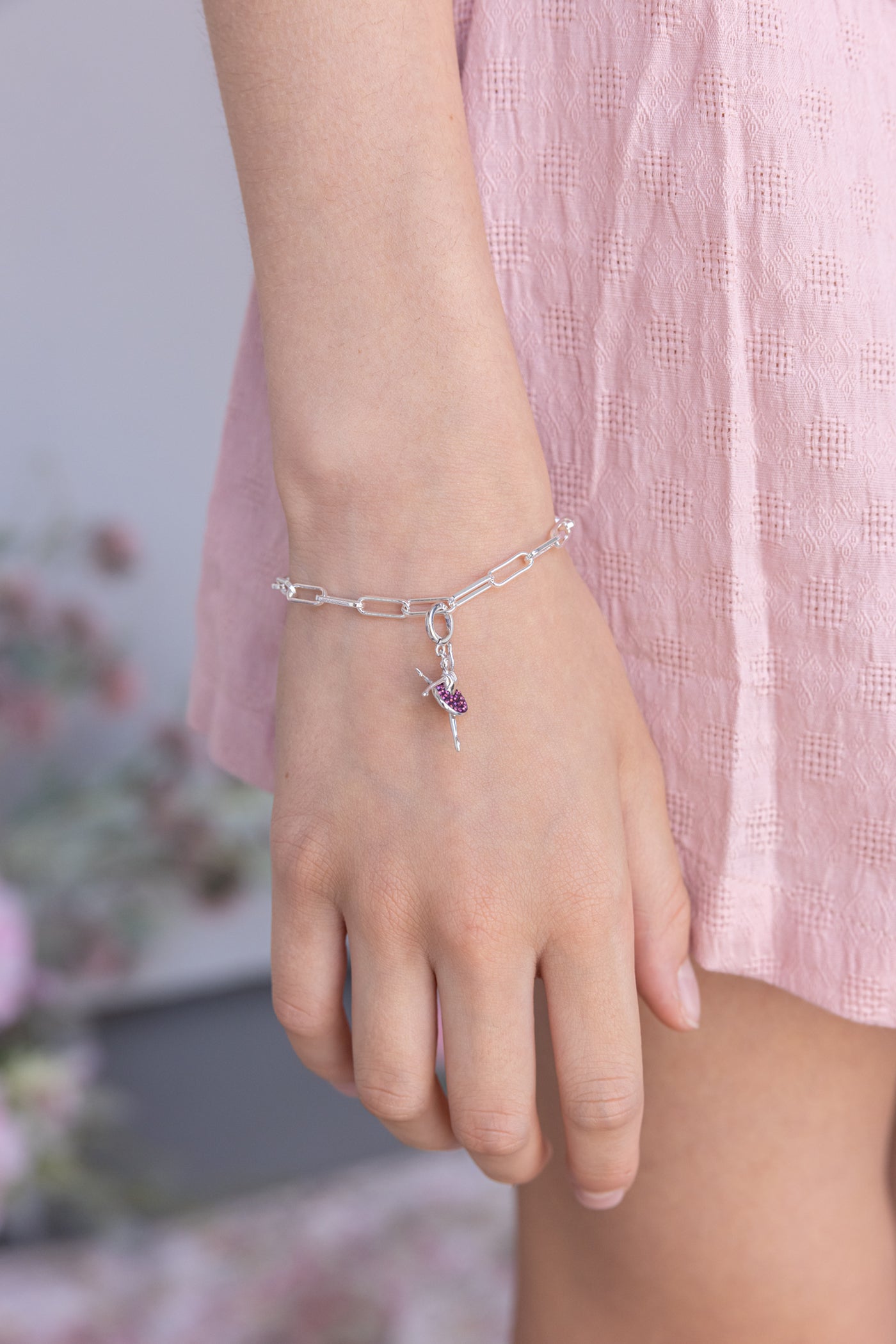 Ballerina in Arabesque Pose Crystal Sterling Silver Charm | Annie and Sisters