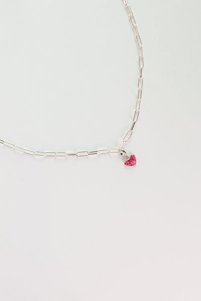 Oval Paper Clip Sterling Silver Necklace with charm | Annie and Sisters