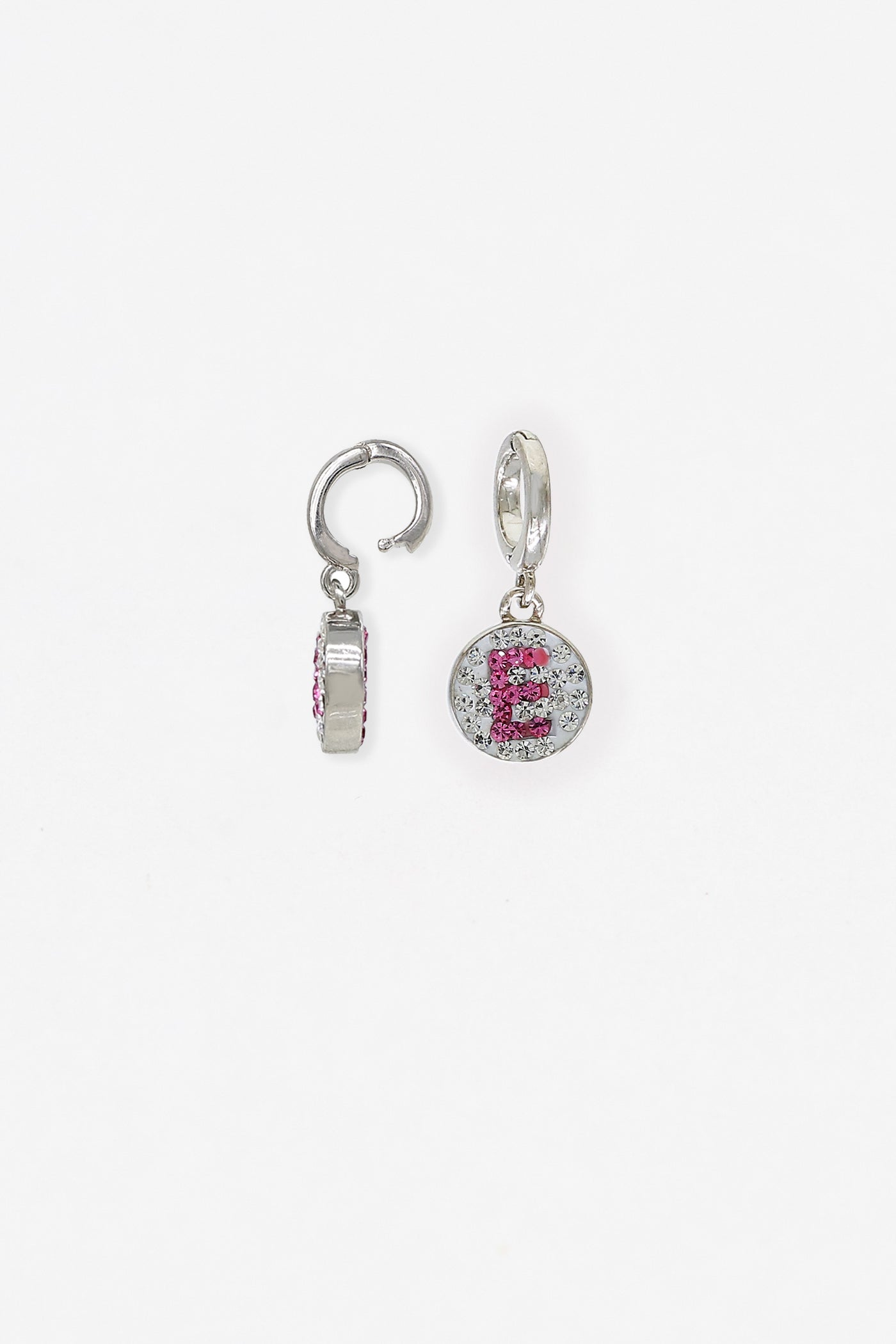Initial Round Crystal Sterling Silver Charm - E | Annie and Sisters