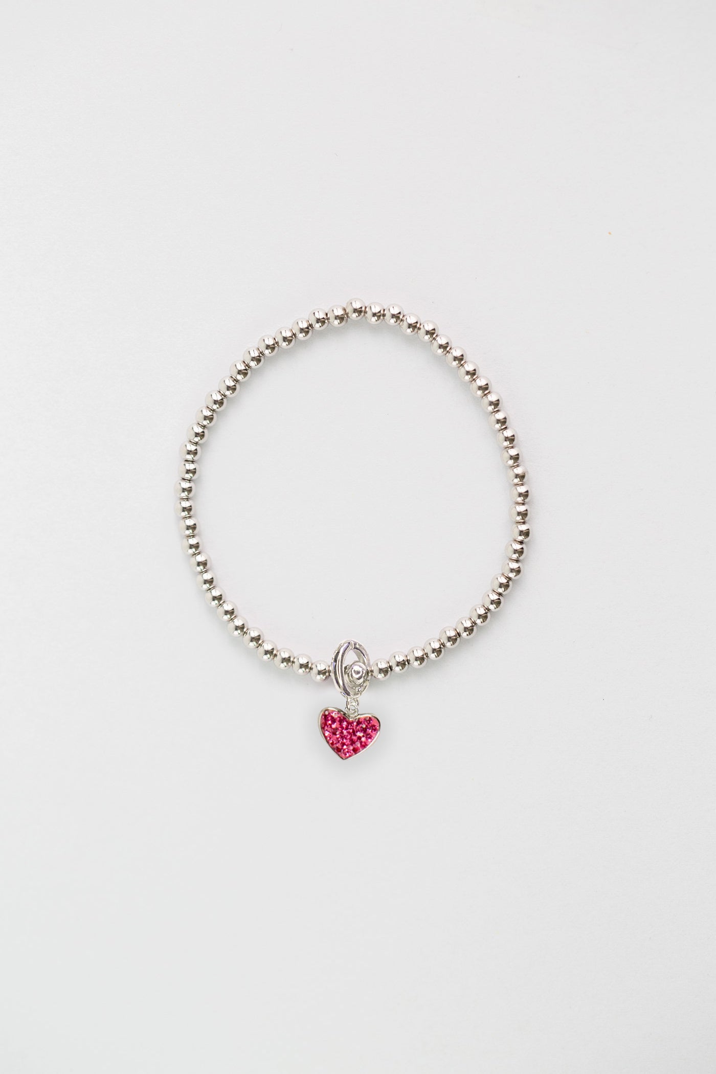 Heart Crystal Charm Sterling Silver Beaded Bracelets, Friendship Bracelet